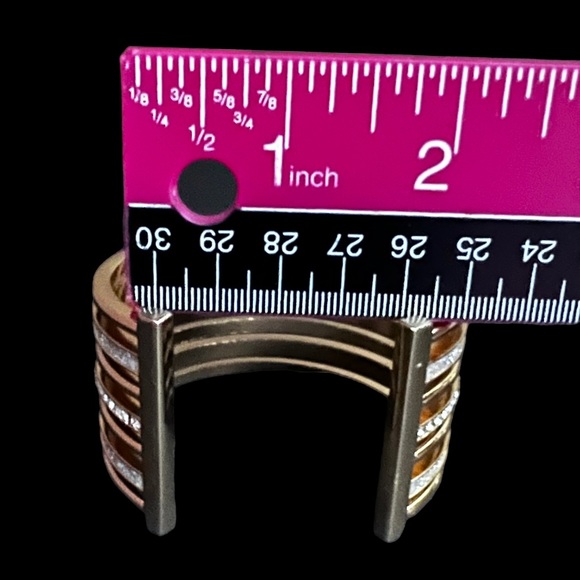 Cuff Bracelet Rhinestones Cuff Bracelet Rhinestones Gold Tone Cuff Bracelet - Picture 12 of 13